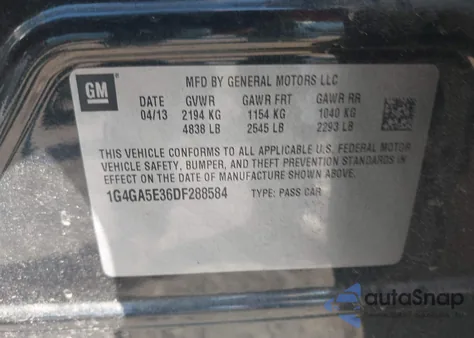 2013 Buick Lacrosse from USA, damaged, VIN 1G4GA5E36DF288584